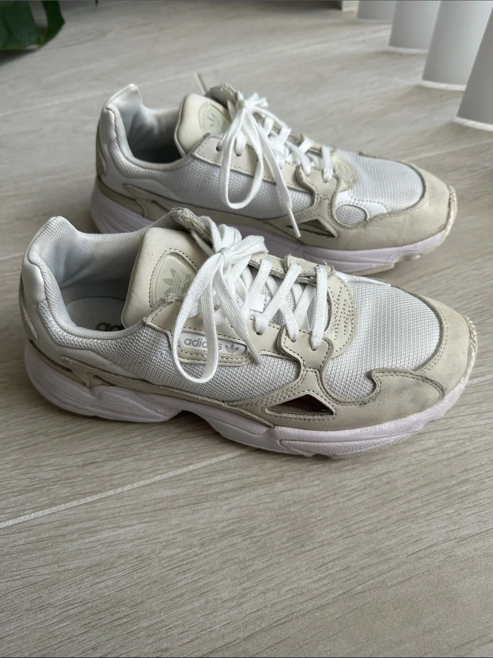 Adidas Falcons - white and tan sneakers
